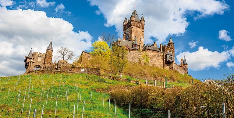 Reichsburg Castle on the hill in Cochem, Germany